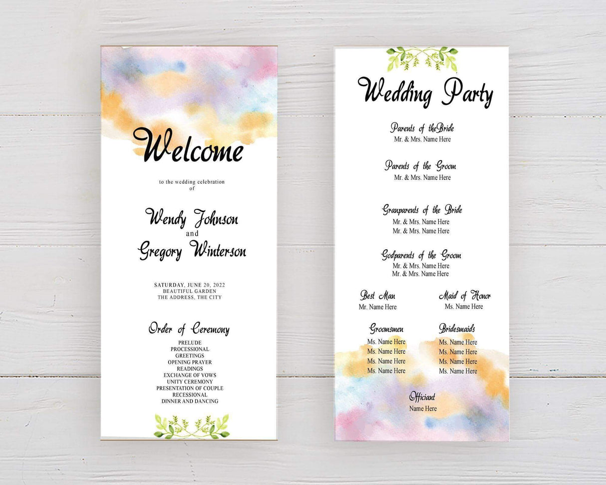 Watercolor Lake Sunset Program - goprintplus