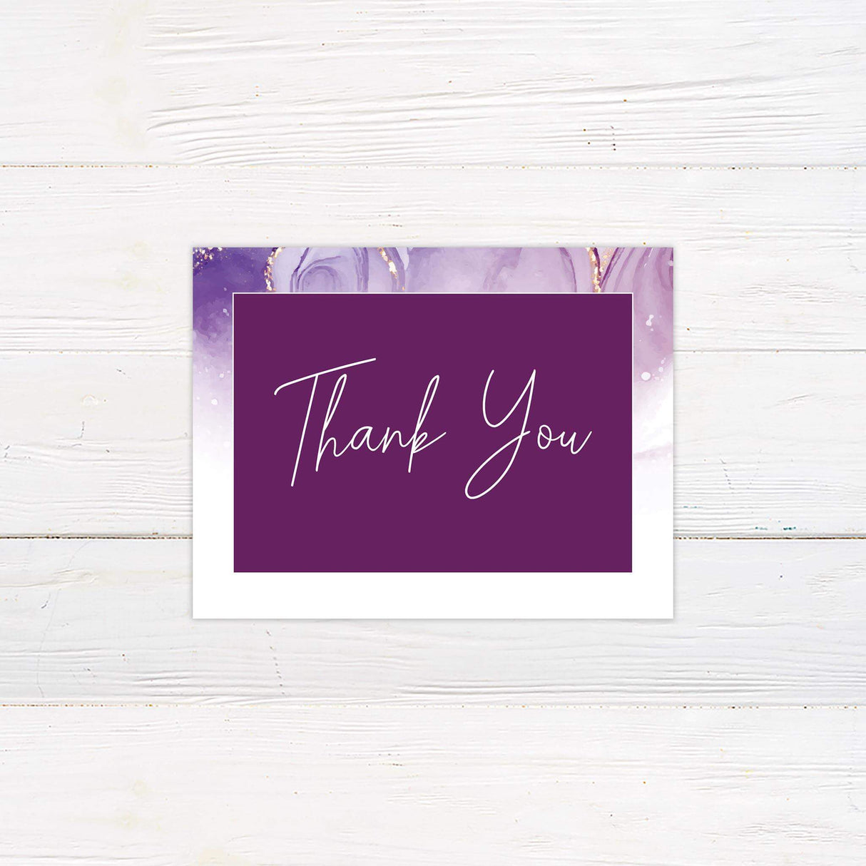 Thank you card with matching watercolor pattern and handwritten-style message.