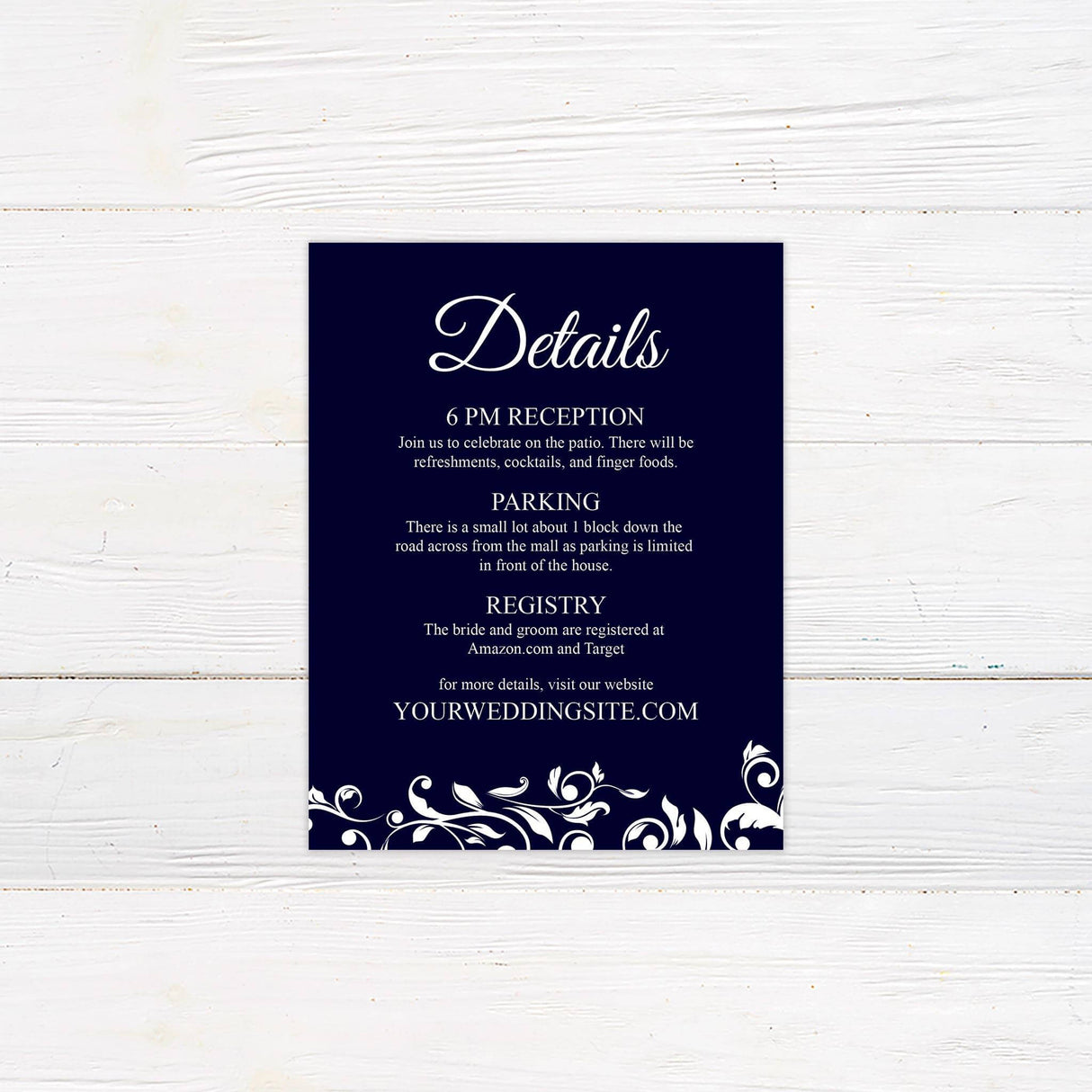 White Vine Details Cards - goprintplus