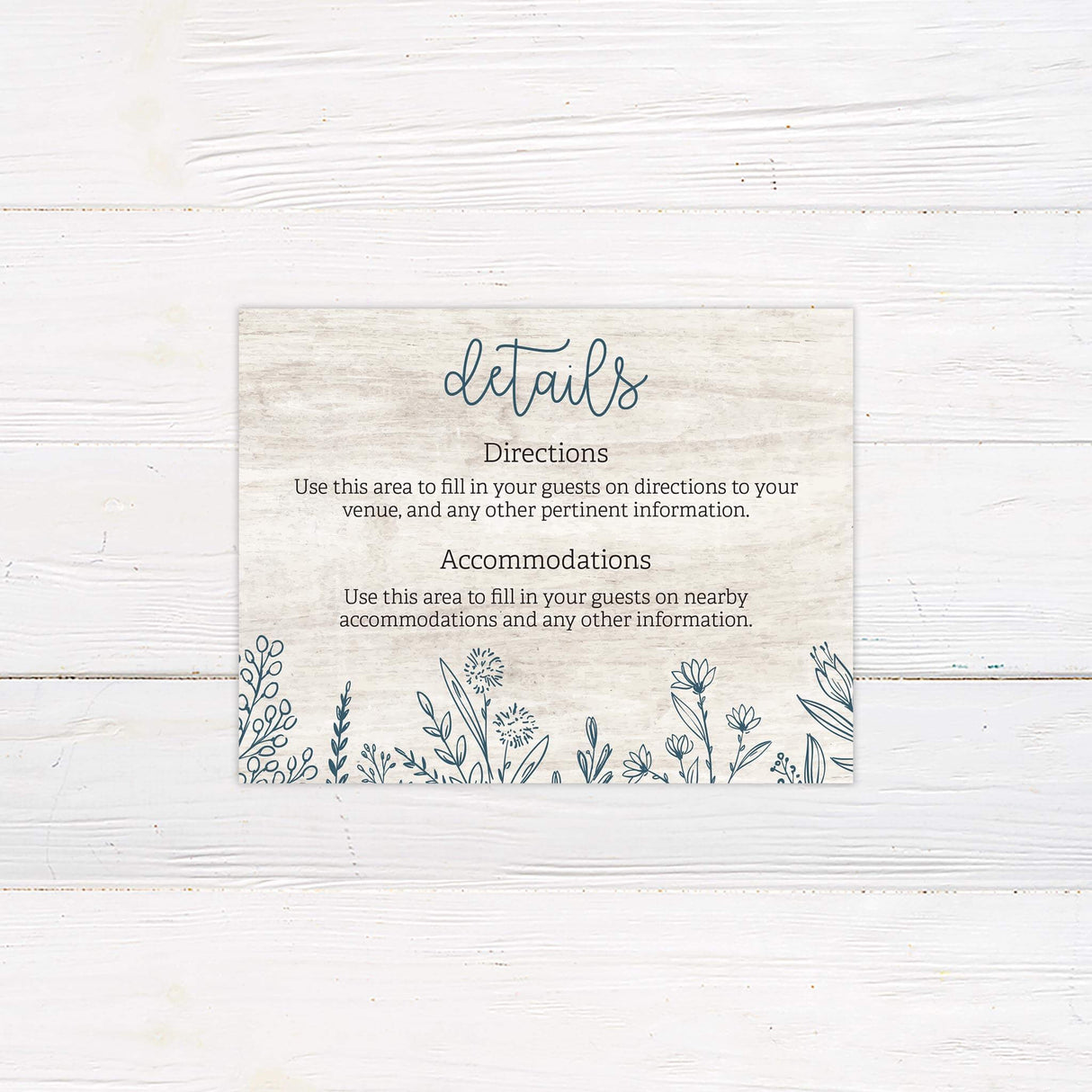 White Wood Botanical Details Cards - goprintplus
