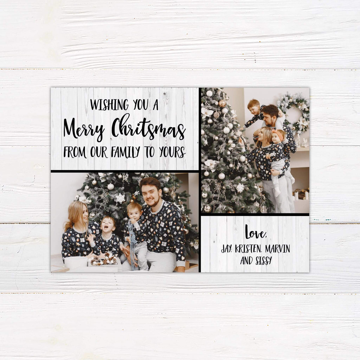 White Wood Holiday Card