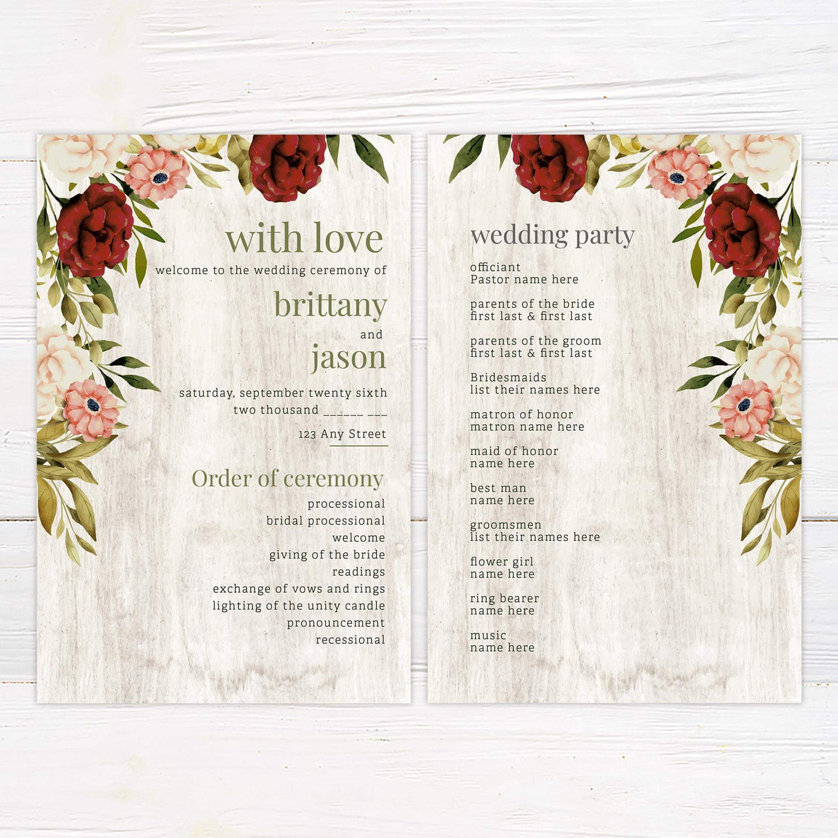 White Wood Floral Invitation - goprintplus
