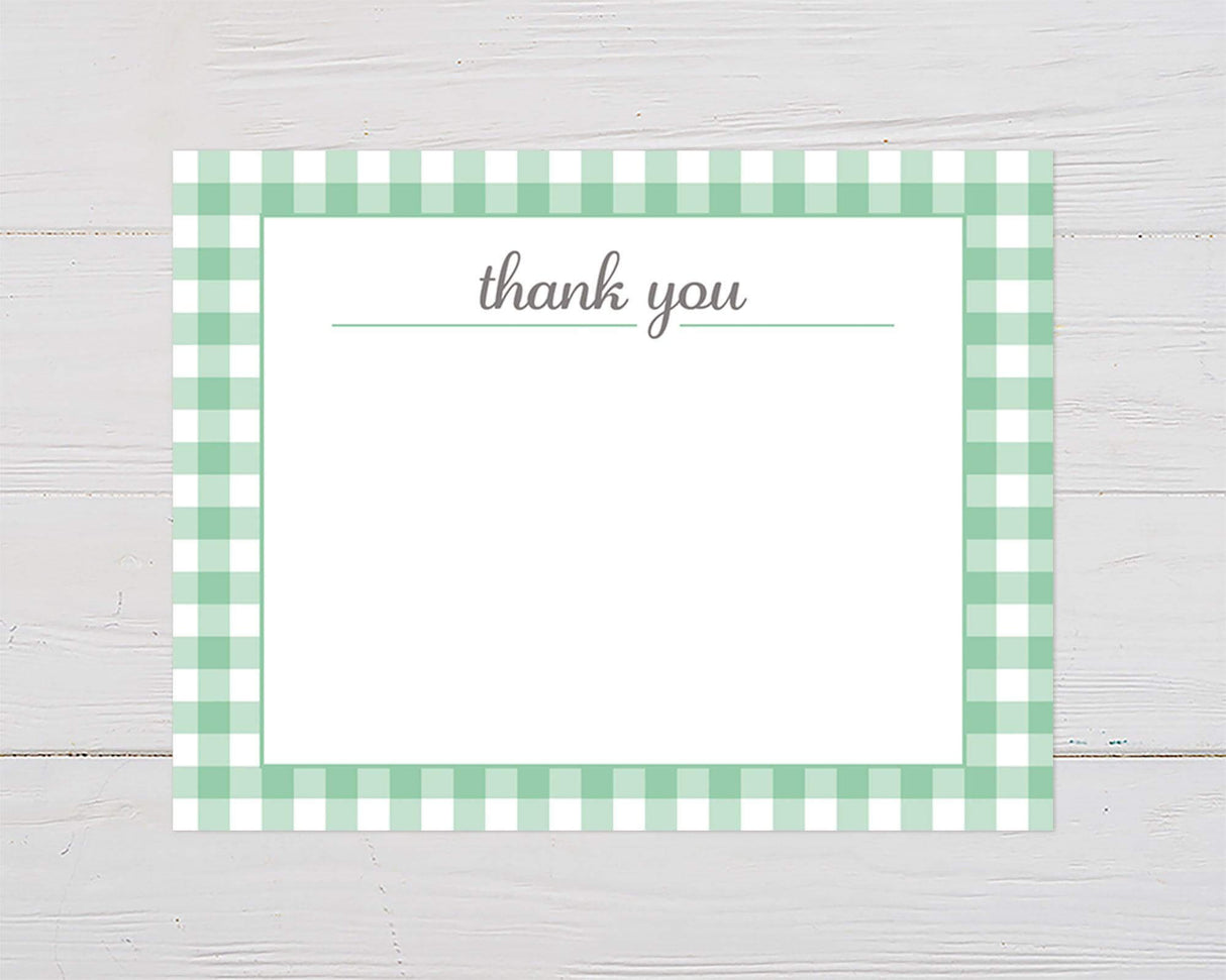 green Gingham Thank You Card - goprintplus