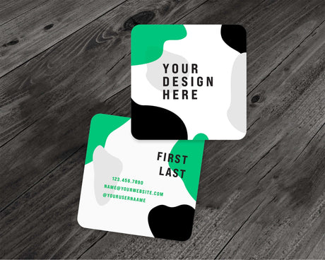 DIY Design to Print business card design featuring customizable text and modern shapes.