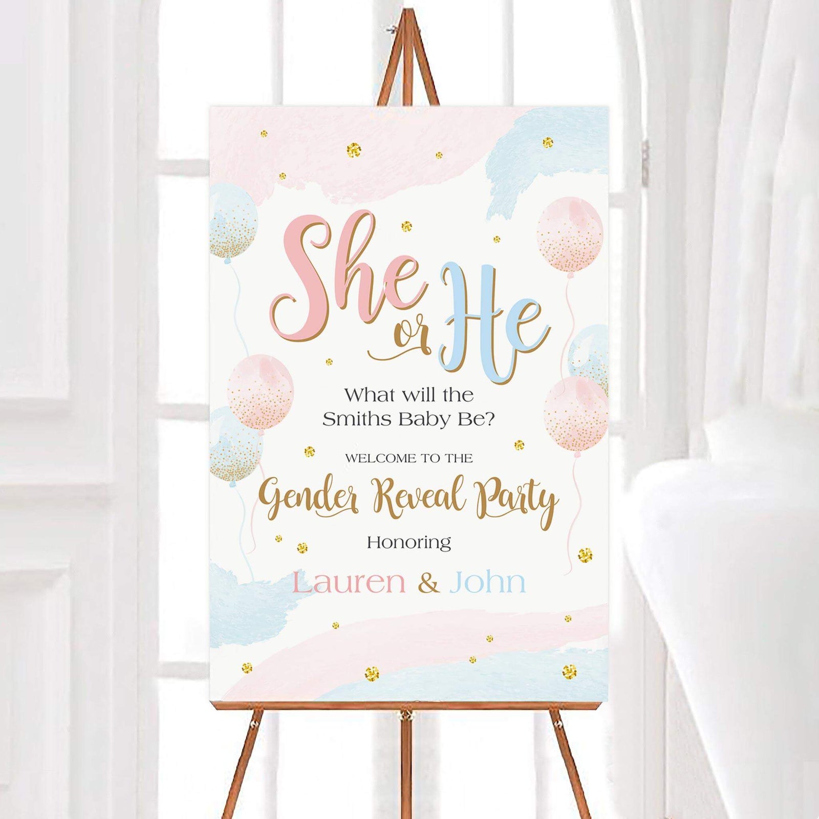 Top Gender Reveal Invitations with colorful balloon design for a baby shower party celebration.
