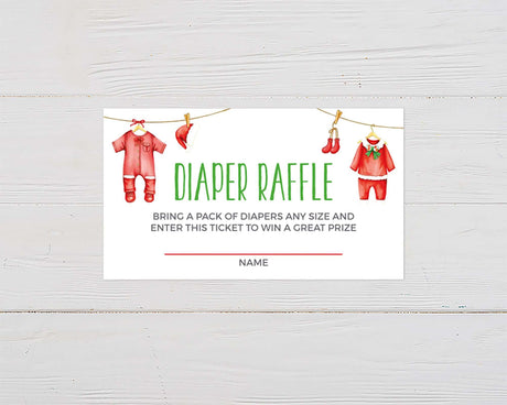 The Great Diaper Raffle Ticket Adventure with diaper raffle ticket and cute baby clothes hanging