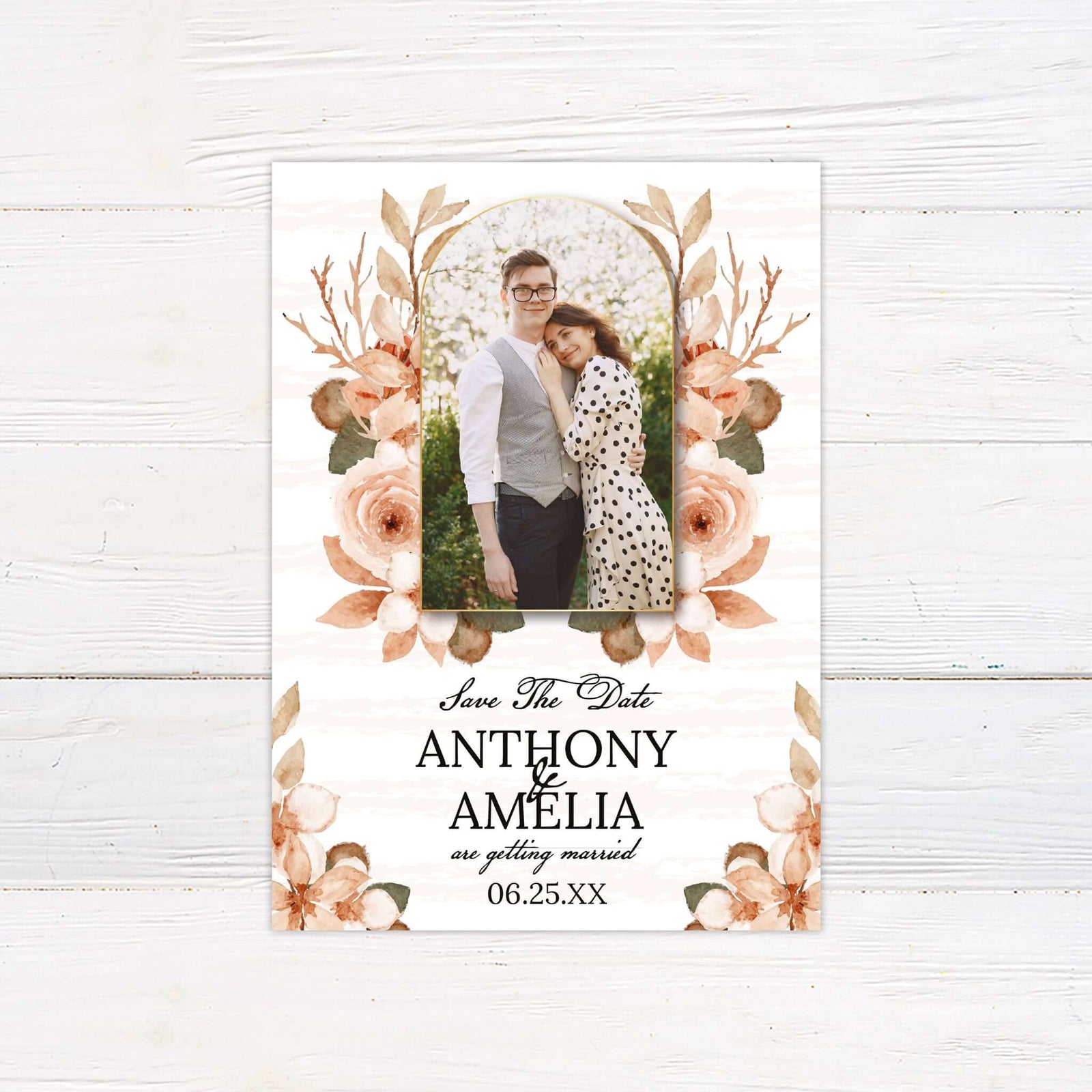 Top 7 Reasons Go Print Plus is Your Go-To Wedding Invitation Wizard - Save the Date card for Anthony and Amelia.
