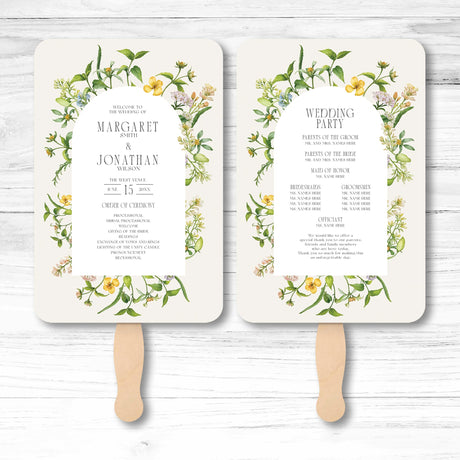 Wedding Program Fans - The Southern Church-Fan Tradition - Reimagined floral fan designs with wedding details.