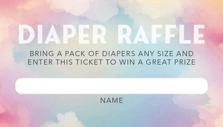 Baby Shower Diaper Raffle Cards with colorful background for a diaper raffle ticket.