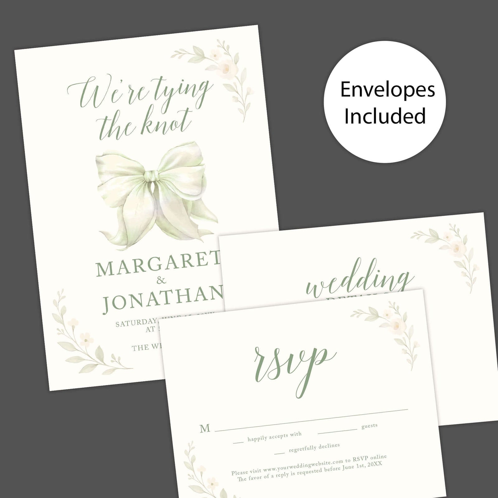 RSVP Meaning in Wedding Card with floral design invitations and envelopes included