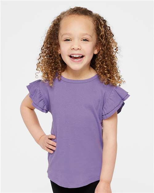 Rabbit Skins - Toddler Flutter Sleeve Tee - 3339LA