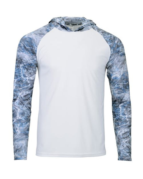 Paragon Men’s Biloxi performance colorblocked hooded long sleeve t-shirt with a lightweight, athletic design and modern fit. Features moisture-wicking fabric, a hood, and contrasting panels, ideal for active or casual wear.