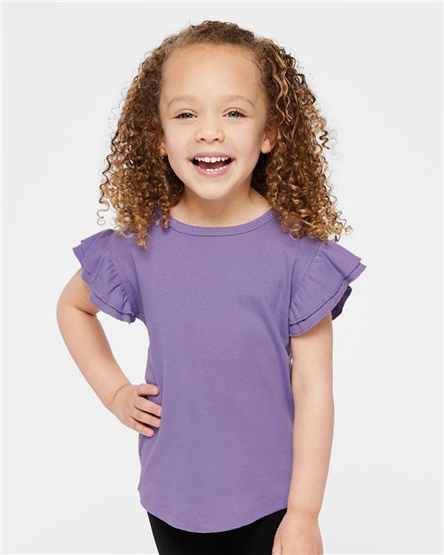 Rabbit Skins - Toddler Flutter Sleeve Tee - 3339LA