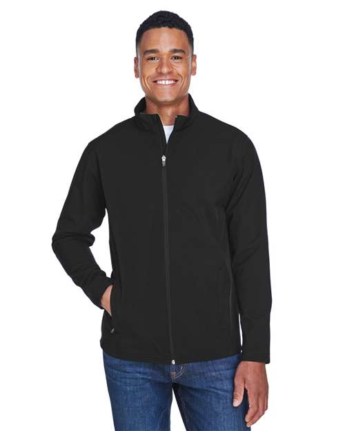 Team 365 Men’s Leader soft shell jacket with a sleek, weather-resistant design and modern fit. Features a full-zip front and durable fabric, ideal for outdoor wear and layering.