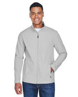 Team 365 Men’s Leader soft shell jacket with a sleek, weather-resistant design and modern fit. Features a full-zip front and durable fabric, ideal for outdoor wear and layering.