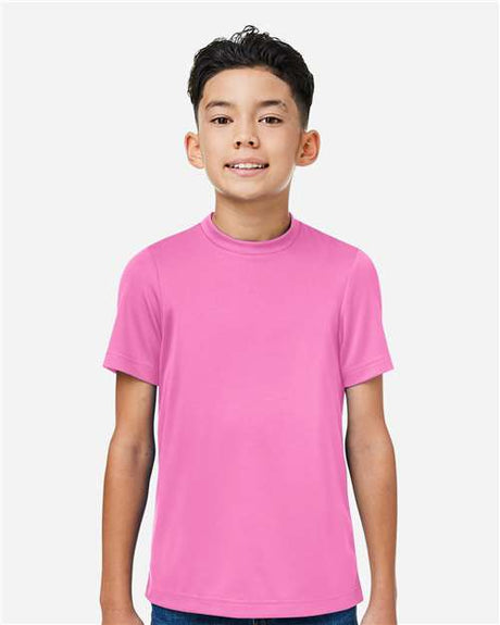 Team 365 Youth Zone Performance mesh t-shirt with a lightweight, breathable design and athletic fit. Features moisture-wicking fabric and mesh construction, perfect for sports, school, or active wear.