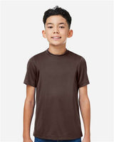 Team 365 Youth Zone Performance mesh t-shirt with a lightweight, breathable design and athletic fit. Features moisture-wicking fabric and mesh construction, perfect for sports, school, or active wear.