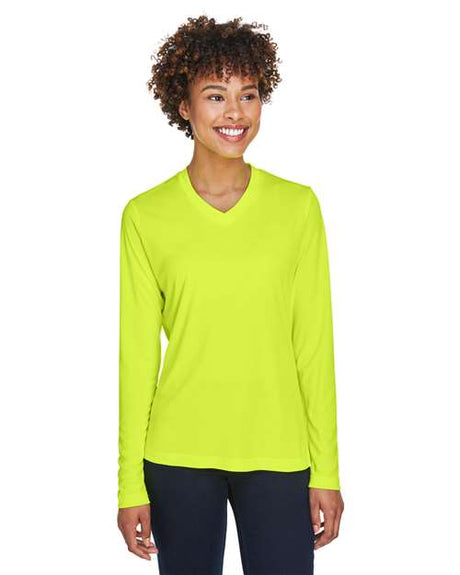 Team 365 Women’s Zone Performance long sleeve t-shirt with a lightweight, breathable design and flattering athletic fit. Features moisture-wicking fabric, making it ideal for workouts, layering, or everyday active wear.