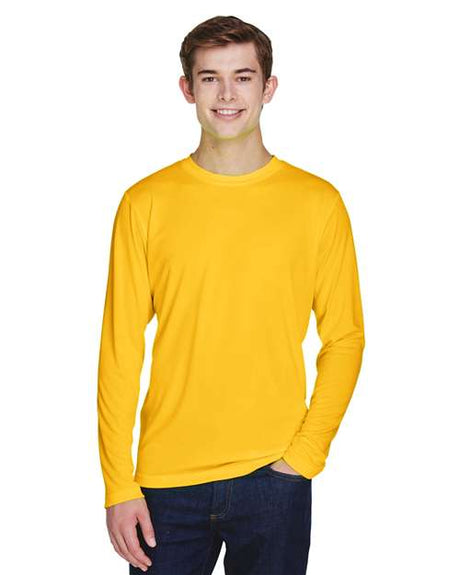 Team 365 Men’s Zone Performance long sleeve t-shirt with a lightweight, breathable design and athletic fit. Features moisture-wicking fabric, making it ideal for sports, work, or everyday active wear.