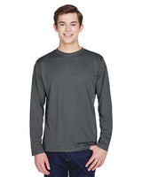 Team 365 Men’s Zone Performance long sleeve t-shirt with a lightweight, breathable design and athletic fit. Features moisture-wicking fabric, making it ideal for sports, work, or everyday active wear.