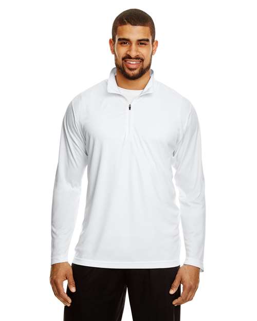 Team 365 Men’s Zone Performance quarter-zip pullover with a lightweight, breathable design and athletic fit. Features moisture-wicking fabric and a zip-up collar, ideal for layering or active wear.