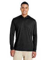 Team 365 Men’s Zone Performance hooded t-shirt with a lightweight, breathable design and athletic fit. Features moisture-wicking fabric and a built-in hood, ideal for workouts or casual wear.