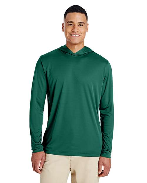 Team 365 Men’s Zone Performance hooded t-shirt with a lightweight, breathable design and athletic fit. Features moisture-wicking fabric and a built-in hood, ideal for workouts or casual wear.