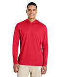 Team 365 Men’s Zone Performance hooded t-shirt with a lightweight, breathable design and athletic fit. Features moisture-wicking fabric and a built-in hood, ideal for workouts or casual wear.