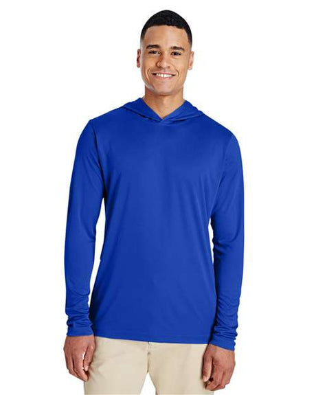 Team 365 Men’s Zone Performance hooded t-shirt with a lightweight, breathable design and athletic fit. Features moisture-wicking fabric and a built-in hood, ideal for workouts or casual wear.