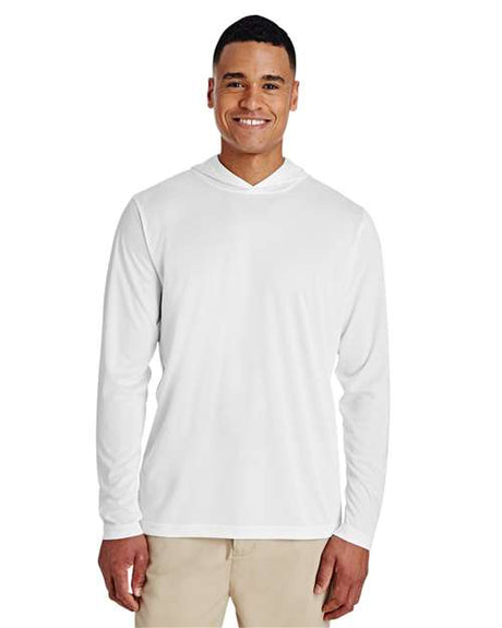 Team 365 Men’s Zone Performance hooded t-shirt with a lightweight, breathable design and athletic fit. Features moisture-wicking fabric and a built-in hood, ideal for workouts or casual wear.