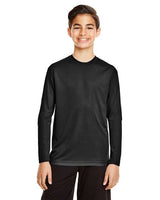 Team 365 Youth Zone Performance long sleeve t-shirt with a lightweight, breathable design and athletic fit. Features moisture-wicking fabric, making it ideal for sports, school, or everyday active wear.