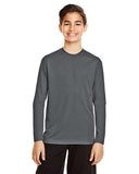 Team 365 Youth Zone Performance long sleeve t-shirt with a lightweight, breathable design and athletic fit. Features moisture-wicking fabric, making it ideal for sports, school, or everyday active wear.