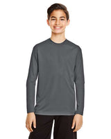Team 365 Youth Zone Performance long sleeve t-shirt with a lightweight, breathable design and athletic fit. Features moisture-wicking fabric, making it ideal for sports, school, or everyday active wear.