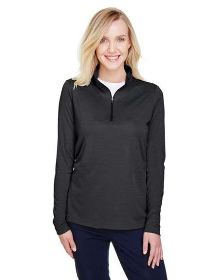Team 365 Women’s Zone Sonic Heather performance quarter-zip pullover with a lightweight, athletic fit and heathered texture. Features moisture-wicking fabric and a zip-up collar, perfect for layering during workouts or casual wear.