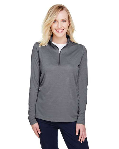 Team 365 Women’s Zone Sonic Heather performance quarter-zip pullover with a lightweight, athletic fit and heathered texture. Features moisture-wicking fabric and a zip-up collar, perfect for layering during workouts or casual wear.