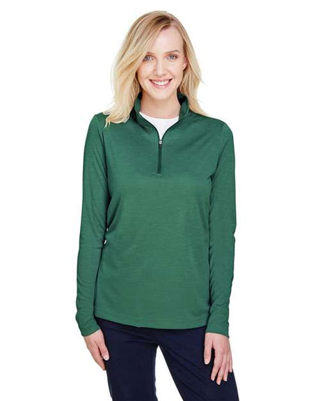 Team 365 Women’s Zone Sonic Heather performance quarter-zip pullover with a lightweight, athletic fit and heathered texture. Features moisture-wicking fabric and a zip-up collar, perfect for layering during workouts or casual wear.