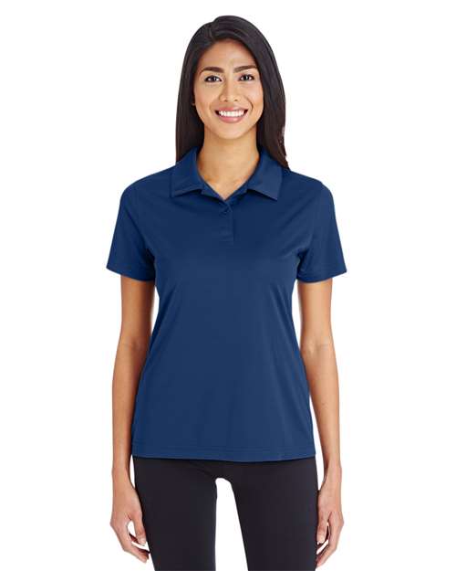 Team 365 Women’s Zone Performance polo with a sleek, athletic fit and lightweight moisture-wicking fabric. Features a classic collar and short sleeves, ideal for active wear or professional settings.
