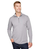 Team 365 Men’s Zone Sonic Heather performance quarter-zip pullover with a lightweight, breathable design and modern heathered look. Features moisture-wicking fabric and a zip-up collar, ideal for layering during workouts or everyday wear.