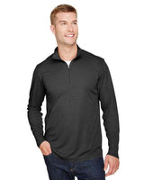 Team 365 Men’s Zone Sonic Heather performance quarter-zip pullover with a lightweight, breathable design and modern heathered look. Features moisture-wicking fabric and a zip-up collar, ideal for layering during workouts or everyday wear.