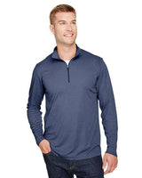 Team 365 Men’s Zone Sonic Heather performance quarter-zip pullover with a lightweight, breathable design and modern heathered look. Features moisture-wicking fabric and a zip-up collar, ideal for layering during workouts or everyday wear.