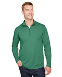 Team 365 Men’s Zone Sonic Heather performance quarter-zip pullover with a lightweight, breathable design and modern heathered look. Features moisture-wicking fabric and a zip-up collar, ideal for layering during workouts or everyday wear.