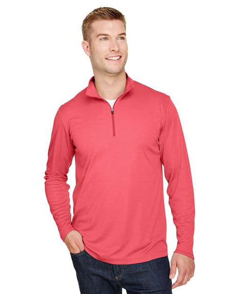 Team 365 Men’s Zone Sonic Heather performance quarter-zip pullover with a lightweight, breathable design and modern heathered look. Features moisture-wicking fabric and a zip-up collar, ideal for layering during workouts or everyday wear.
