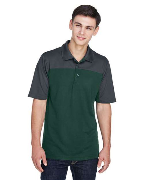 CORE365 Men’s Balance colorblock performance piqué polo with a modern athletic fit and contrasting panel design. Features moisture-wicking fabric and a classic collar, ideal for active or professional wear.