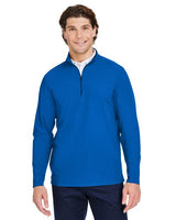 Devon & Jones Men’s CrownLux Performance® Windsor welded quarter-zip pullover with a sleek, modern fit and smooth performance fabric. Features a zip-up collar and moisture-wicking design, ideal for layering or professional wear.