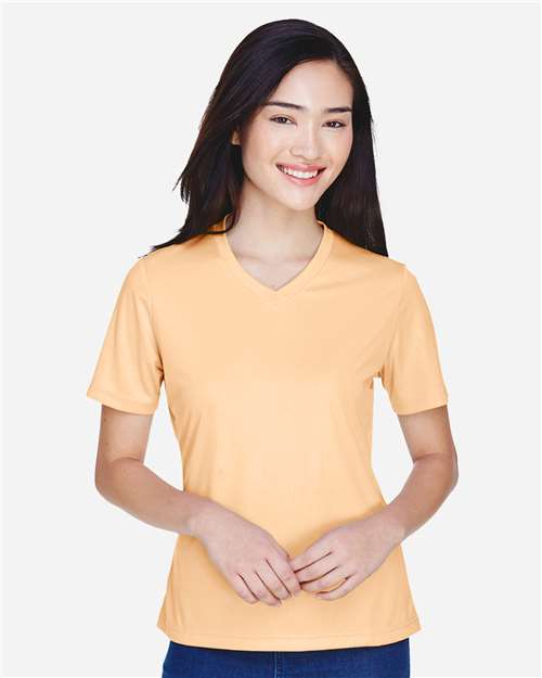 Team 365 Women’s Zone Performance t-shirt with a lightweight, breathable design and flattering athletic fit. Features moisture-wicking fabric, ideal for workouts or everyday active wear.