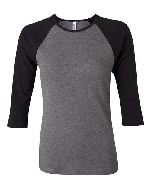 BELLA + CANVAS - Women’s 1X1 Baby Rib Raglan Three-Quarter Sleeve Tee - 2000b