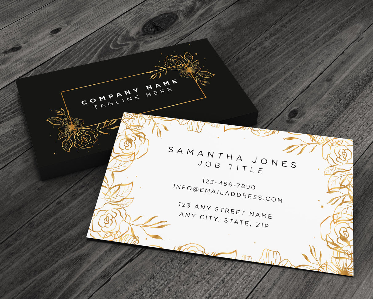 Black and Gold Floral - Single or Double Sided