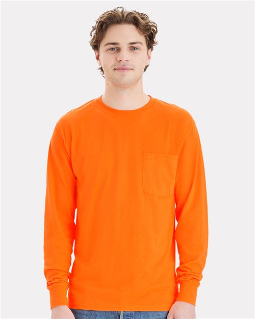 Hanes - Unisex Workwear Long Sleeve Pocket T-Shirt - W120