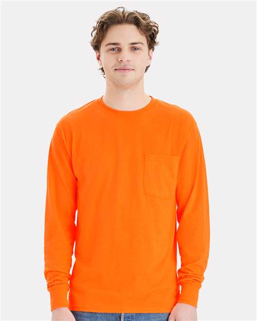 Hanes - Unisex Workwear Long Sleeve Pocket T-Shirt - W120