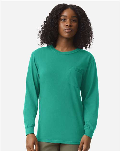 Comfort Colors - Unisex Garment-Dyed Heavyweight Long Sleeve Pocket T-Shirt - 4410